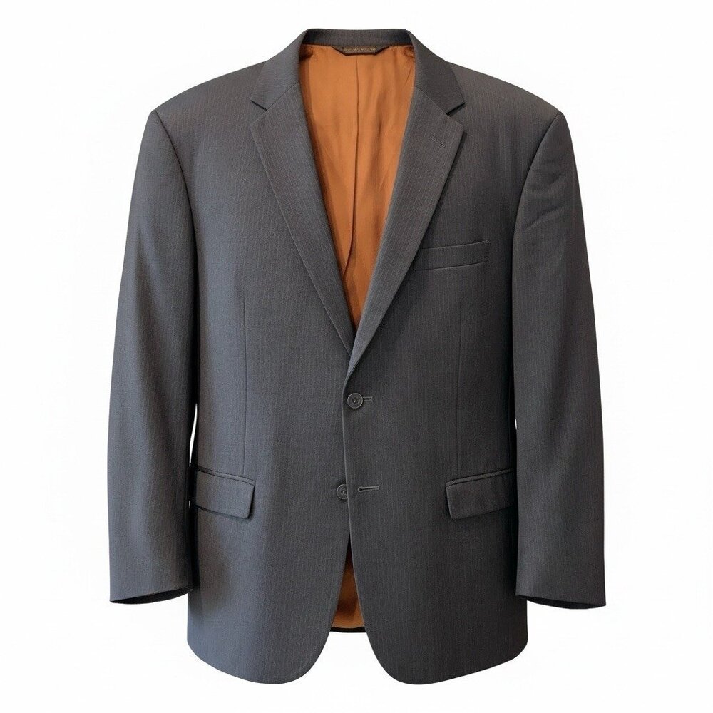 Jos A Bank Joseph Slim Wool Navy Stripe 2 Button Dual Vent Sport Coat Mens 44R